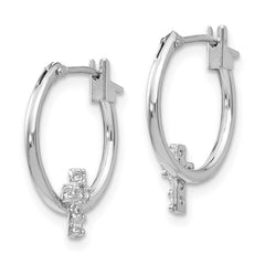 14K White Gold Madi K CZ Cross Hoop Earrings