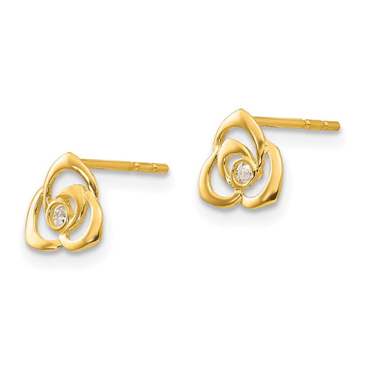 14K Yellow Gold Madi K CZ Flower Post Earrings