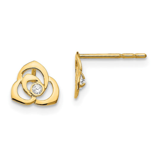 14K Yellow Gold Madi K CZ Flower Post Earrings