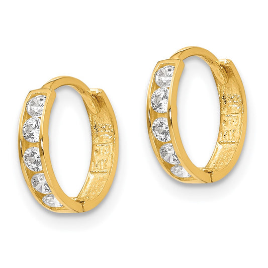 14K Yellow Gold Madi K CZ Hinged Hoop Earrings