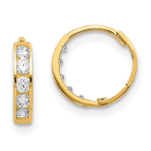 14K Yellow Gold Madi K CZ Hinged Hoop Earrings