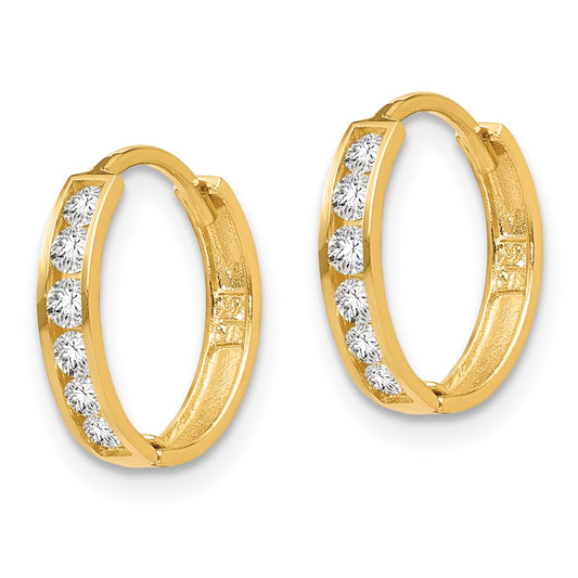 14K Yellow Gold Madi K CZ Hinged Hoop Earrings