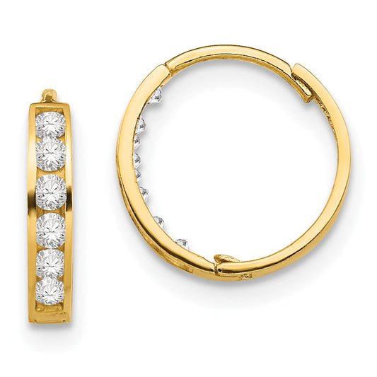 14K Yellow Gold Madi K CZ Hinged Hoop Earrings