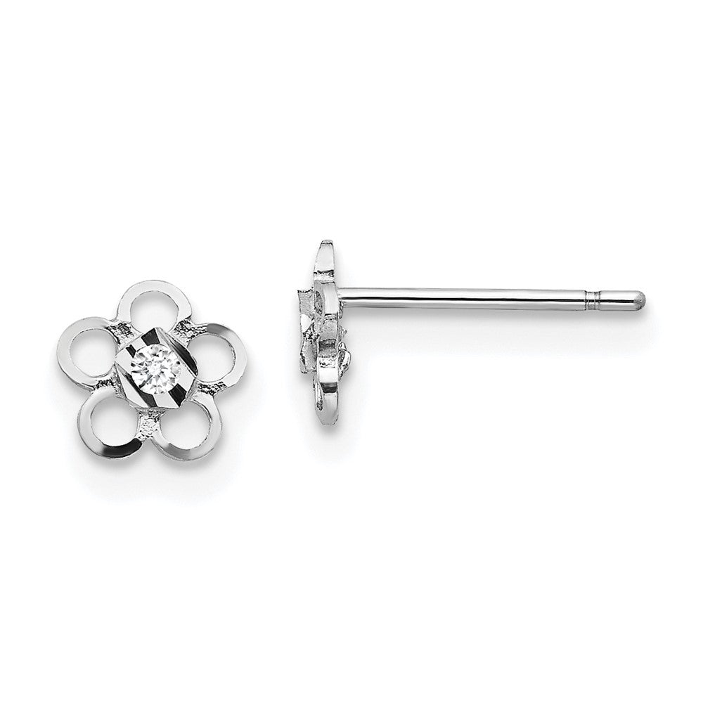 14K White Gold Madi K CZ Flower Post Earrings