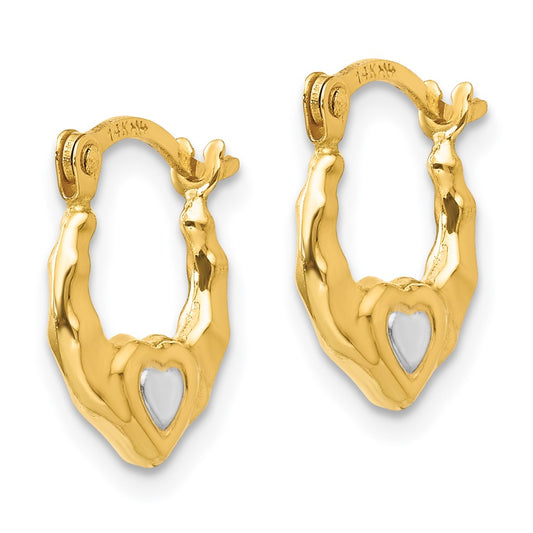 14K Two-Tone Gold Madi K Heart Hollow Hoop Earrings