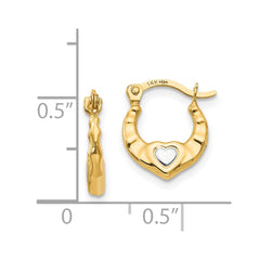 14K Two-Tone Gold Madi K Heart Hollow Hoop Earrings