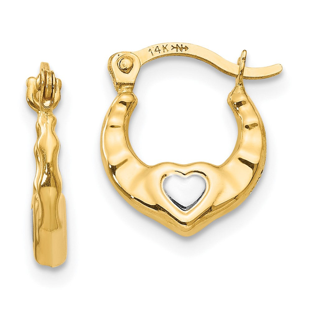 14K Two-Tone Gold Madi K Heart Hollow Hoop Earrings