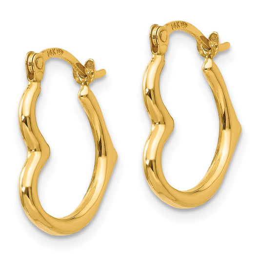 14K Yellow Gold Madi K Heart Shaped Hollow Hoop Earrings