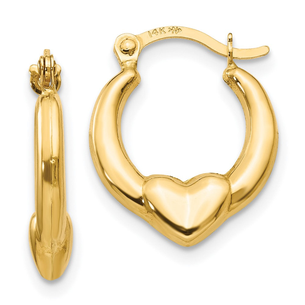 14K Yellow Gold Madi K Hollow Heart Hoop Earrings