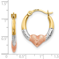 14K Tri-Color Gold Madi K Heart Hoop Earrings