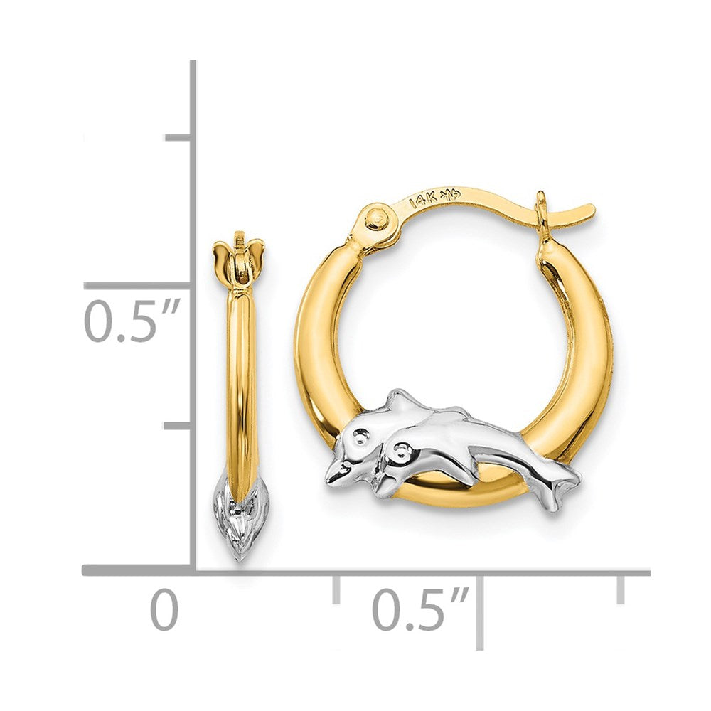 14K Two-Tone Gold Madi K Dolphin Hoop Earrings