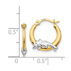 14K Two-Tone Gold Madi K Dolphin Hoop Earrings