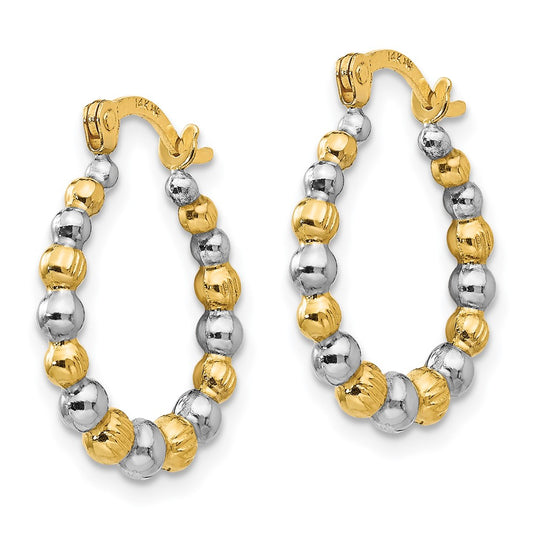 14K Two-Tone Gold Madi K Beaded Hoop Earrings