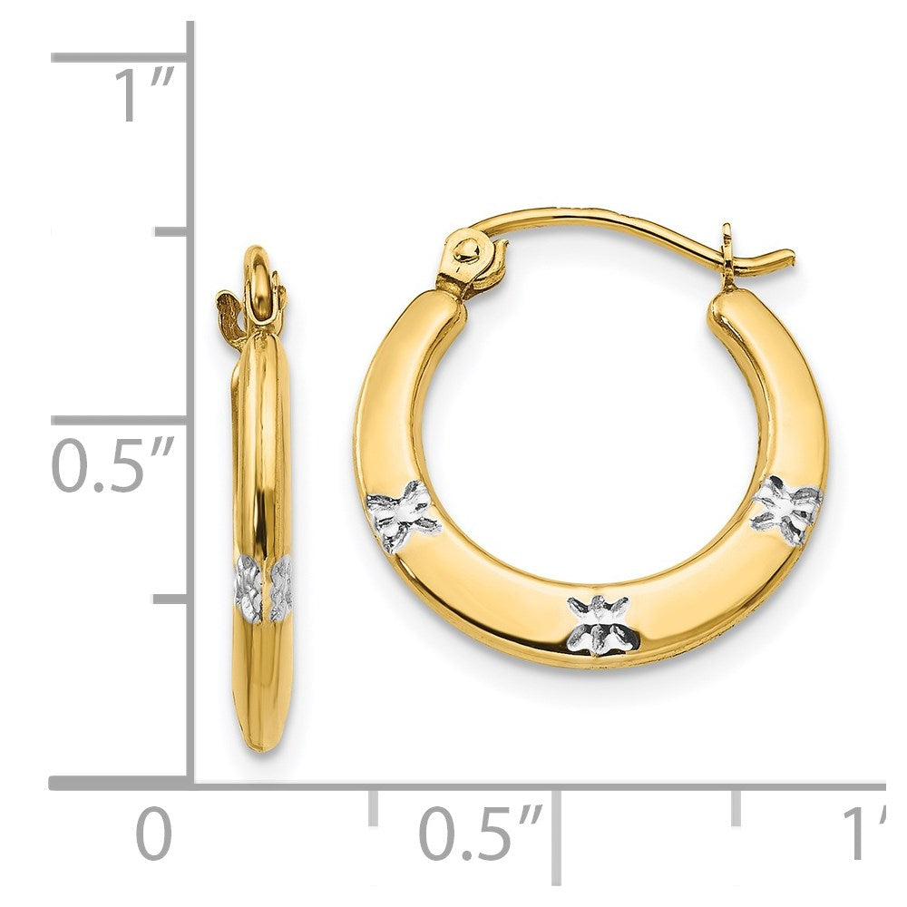 14K Two-Tone Gold Madi K Flowers Hollow Hoop Earrings