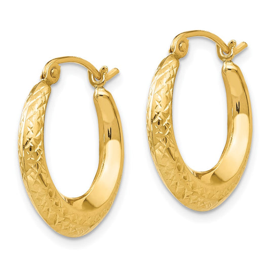 14K Yellow Gold Madi K Textured Hollow Hoop Earrings