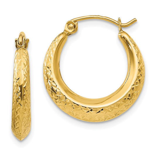 14K Yellow Gold Madi K Textured Hollow Hoop Earrings