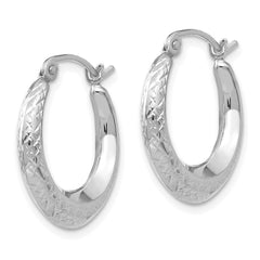 14K White Gold Madi K Textured Hollow Hoop Earrings