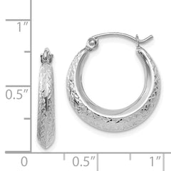 14K White Gold Madi K Textured Hollow Hoop Earrings