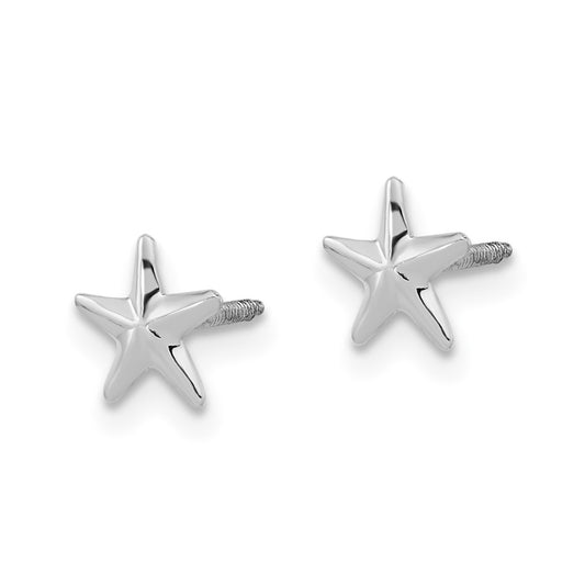 14K White Gold Madi K Screwback Star Post Earrings