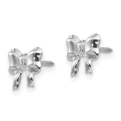 14K White Gold Madi K Rhodium-plated Bow Screwback Post Earrings