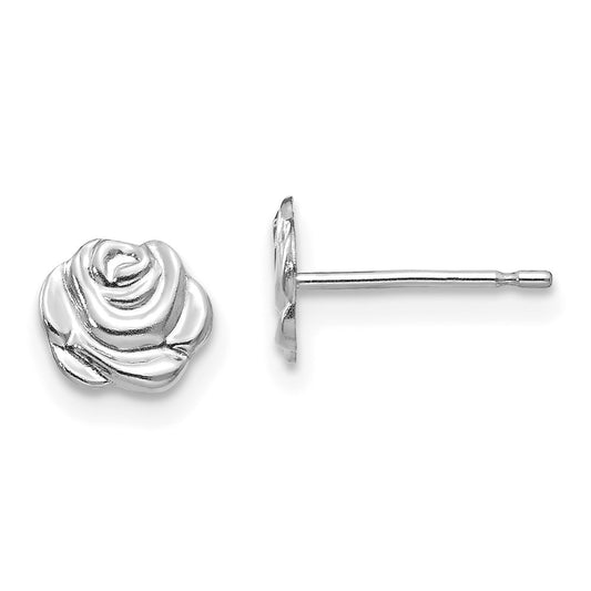 14K White Gold Madi K Polished Rose Post Earrings