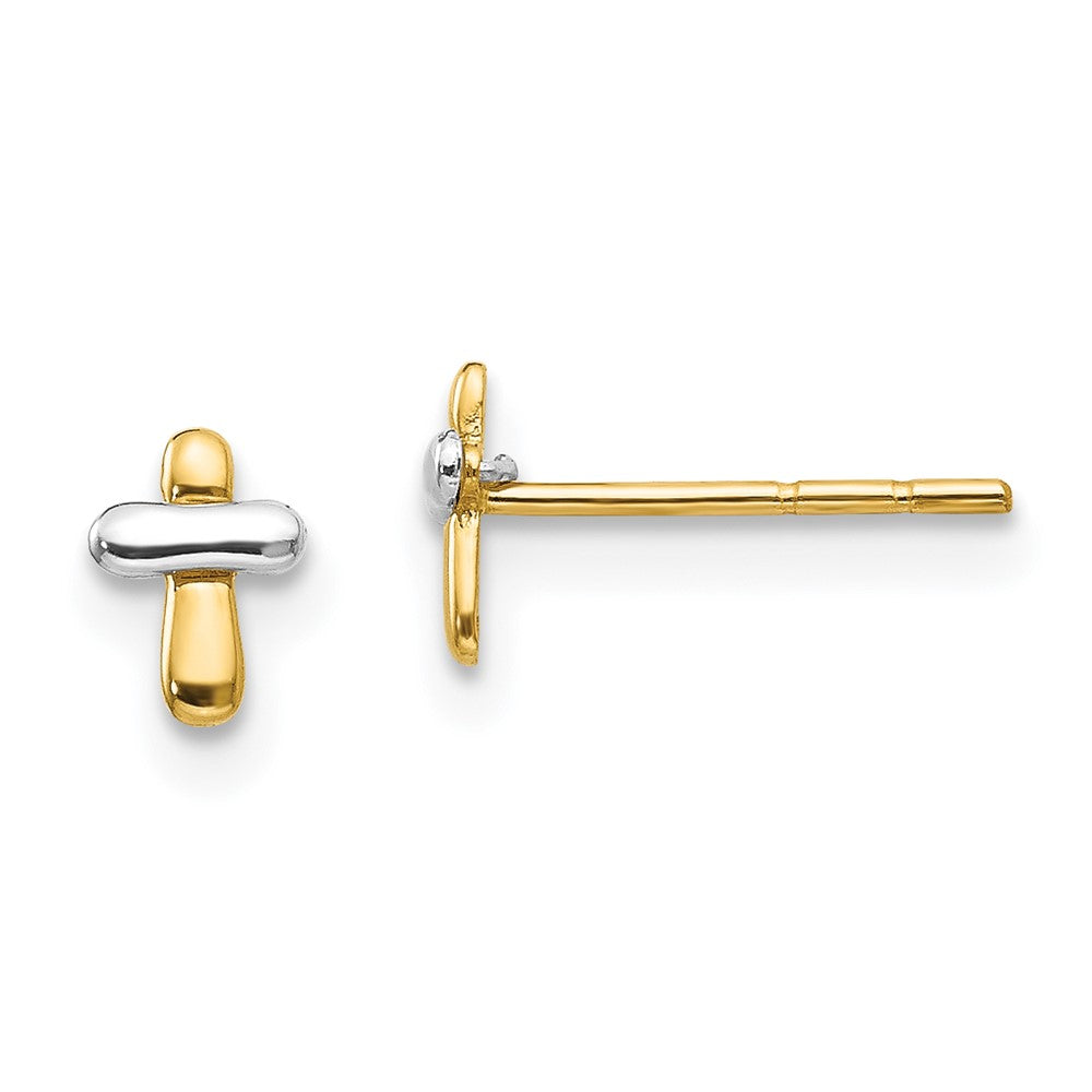 14K Two-Tone Gold Madi K Polished Cross Post Earrings