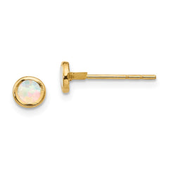 14K Yellow Gold Madi K Polished Lab Created Opal Bezel Post Earrings