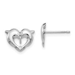 14K White Gold Madi K Screwback Dolphins Post Earrings