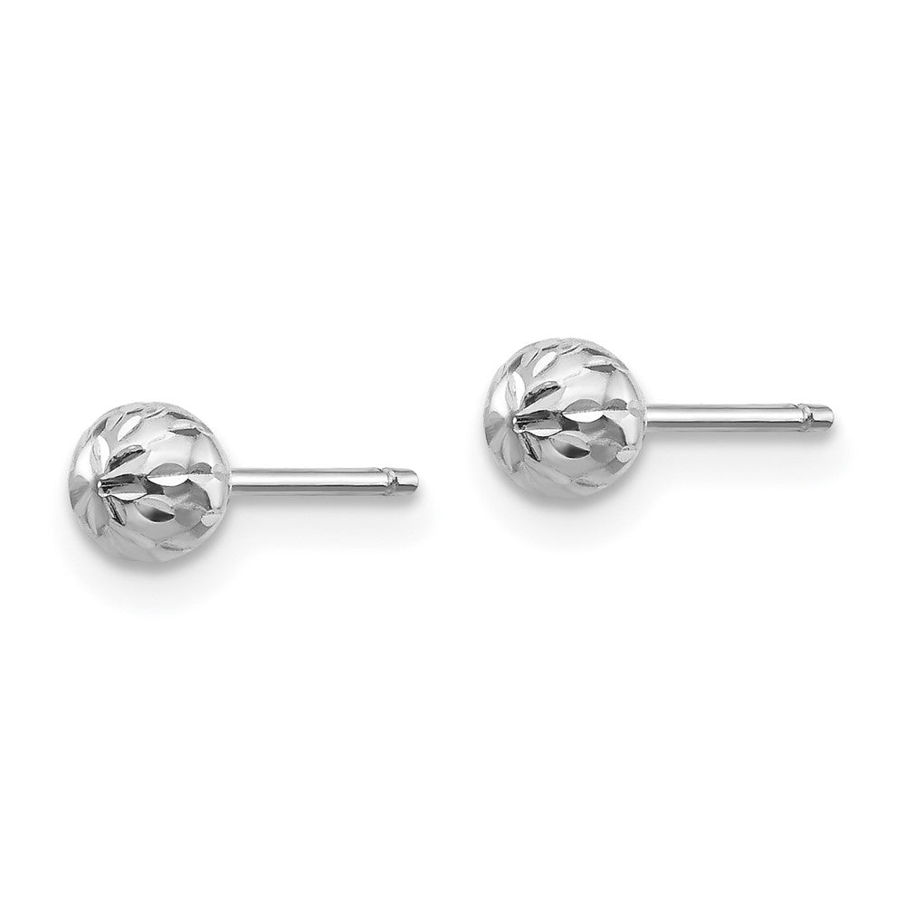 14K White Gold Madi K Diamond-cut 4M Ball Post Earrings