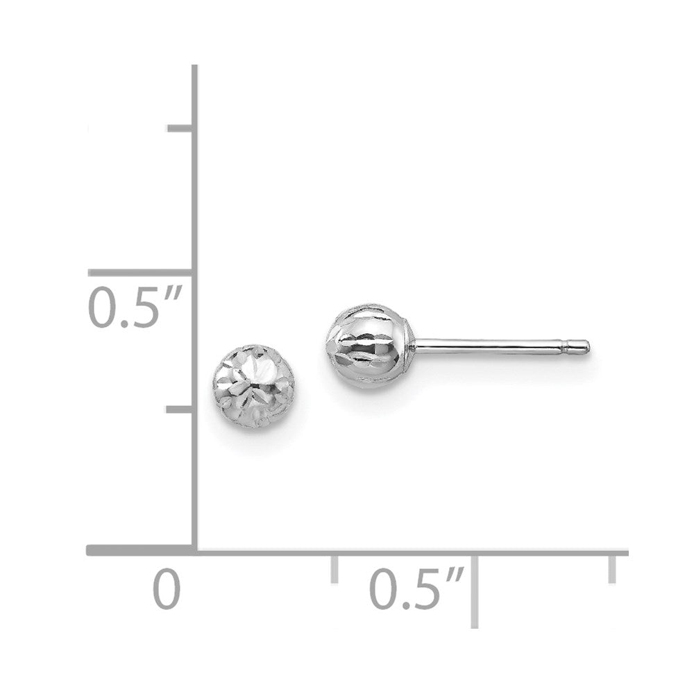 14K White Gold Madi K Diamond-cut 4M Ball Post Earrings