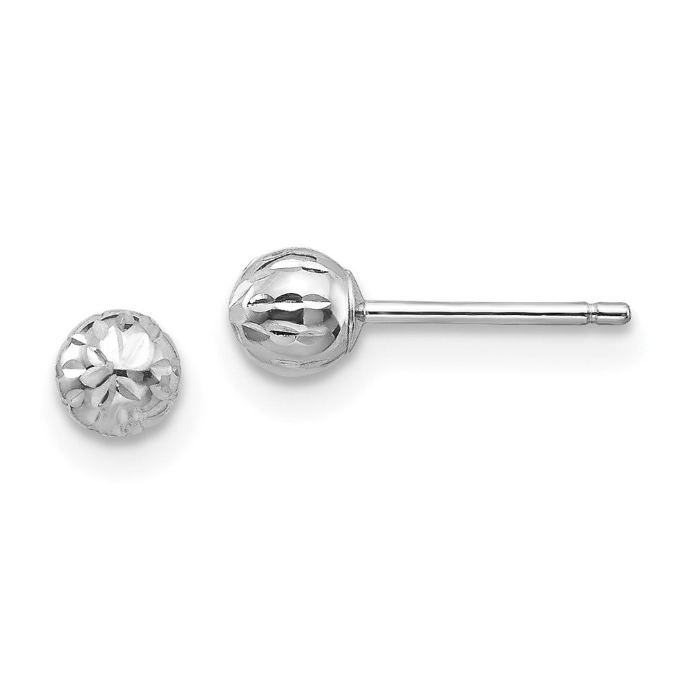 14K White Gold Madi K Diamond-cut 4M Ball Post Earrings