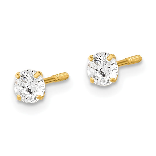 14K Yellow Gold Madi K Polished Reversible Ball and CZ Earrings