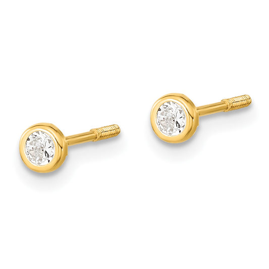 14K Yellow Gold Madi K Yellow Gold Polished CZ Bezel Post Earrings