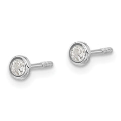 14K White Gold Madi K Polished CZ Bezel Post Earrings