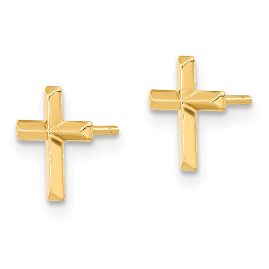 14K Yellow Gold Madi K Polished 3D Cross Post Earrings