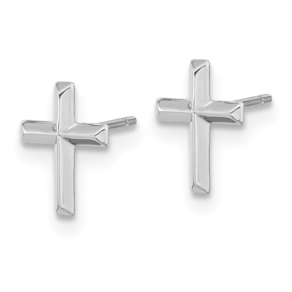 14K White Gold Madi K Polished Cross Post Earrings