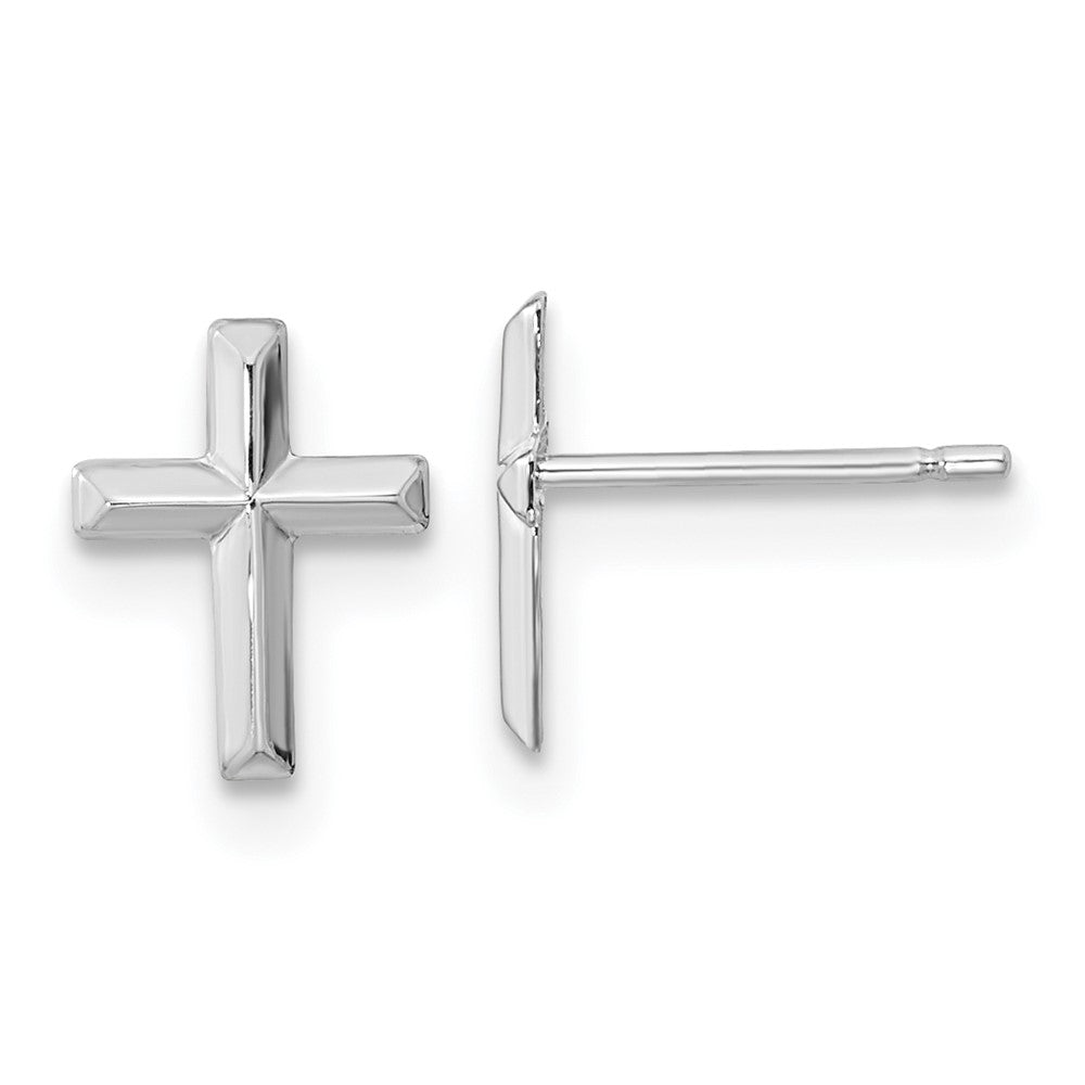 14K White Gold Madi K Polished Cross Post Earrings