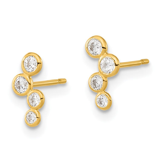 14K Yellow Gold Madi K 4-CZ Bezel Set Post Earrings