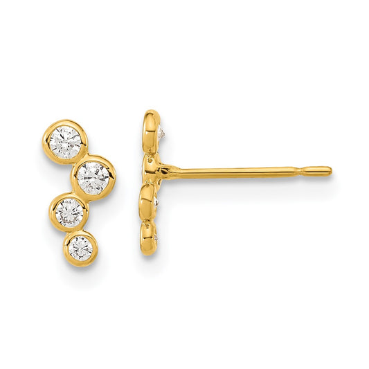 14K Yellow Gold Madi K 4-CZ Bezel Set Post Earrings