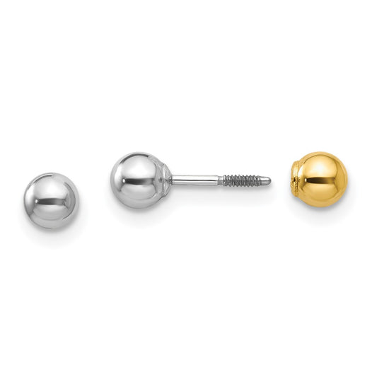 14K Two-Tone Gold Madi K Reversible 4mm Ball Earrings