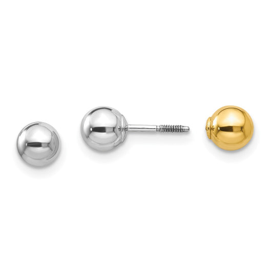 14K Two-Tone Gold Madi K Reversible 5mm Ball Earrings