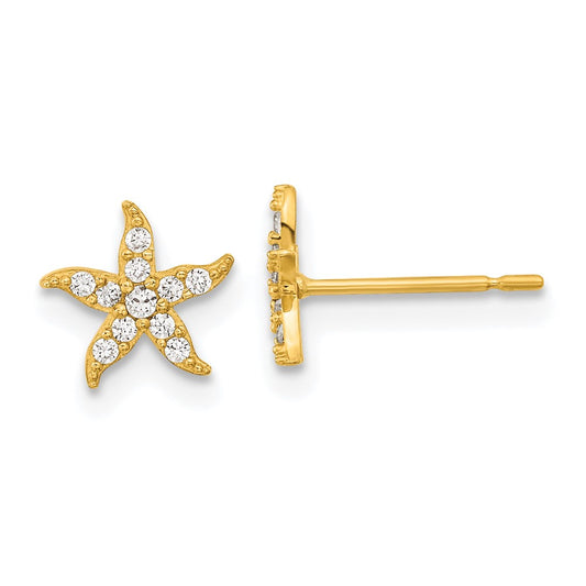 14K Yellow Gold Madi K Childrens CZ Starfish Post Earrings