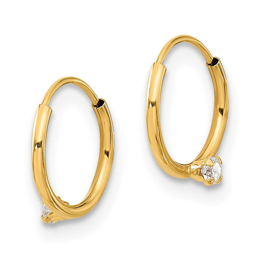 14K Yellow Gold Madi K Polished 2mm CZ on Small Endless Hoops