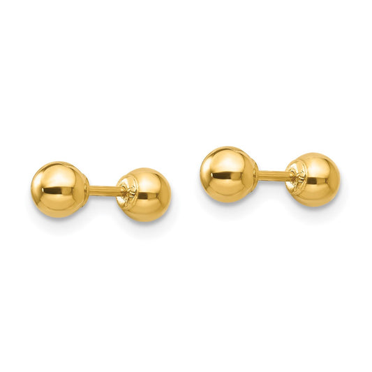 14K Yellow Gold Madi K Polished Reversible 4mm Ball Earrings