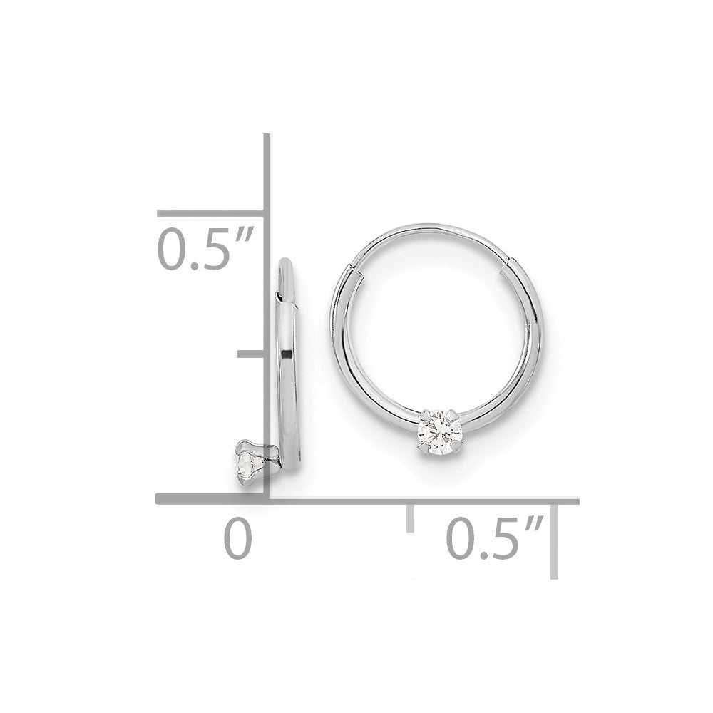 14K White Gold Madi K Polished 2mm CZ on Small Endless Hoops