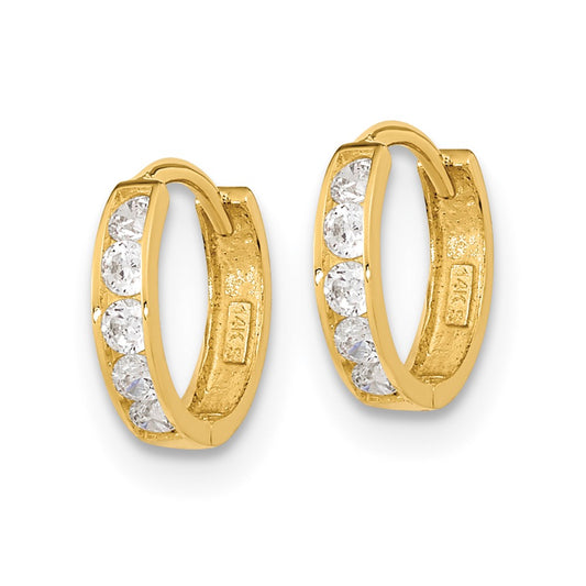 14K Yellow Gold Madi K 2mm CZ Huggie Hoops