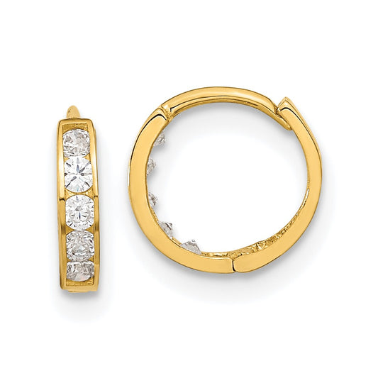 14K Yellow Gold Madi K 2mm CZ Huggie Hoops