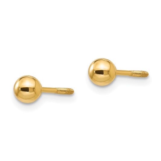 14K Yellow Gold Madi K Polished 4mm Ball Screwback Earrings