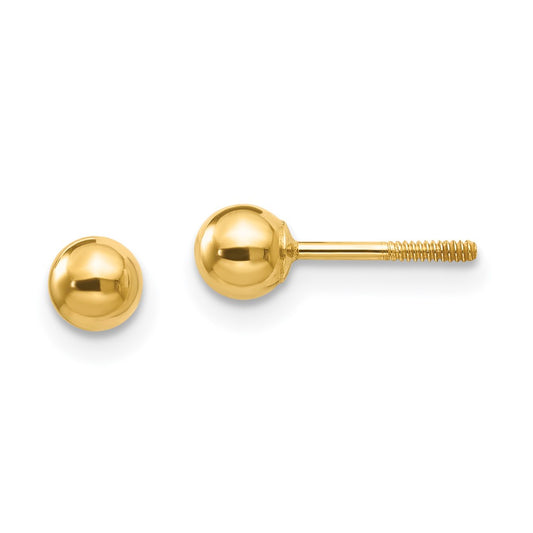 14K Yellow Gold Madi K Polished 4mm Ball Screwback Earrings