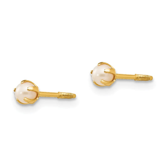 14K Yellow Gold Madi K 2.5mm FWC Pearl Earrings